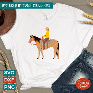 Cowgirl SVG |  Vinyl Cowgirl Standing Horse Cutting File