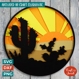 Desert Scene SVG | Layered Desert Cactus Cutting File