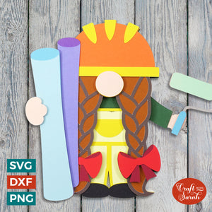 DIY Gnome SVG | Layered Female Decorator Gnome Cut File