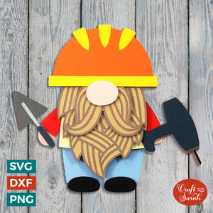 DIY Gnome SVG | Layered Male Decorator Gnome Cut File