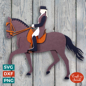 Dressage Rider SVG | 3D Layered Female Dressage Horse and Rider Cutting File