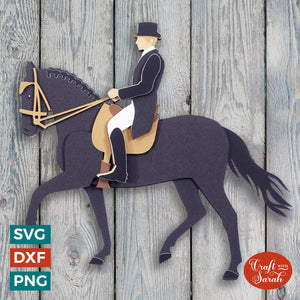 Dressage Rider SVG | 3D Layered Male Dressage Horse and Rider Cutting File