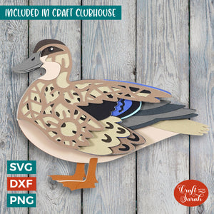 Duck Female SVG | Layered Mallard Duck Cutting File