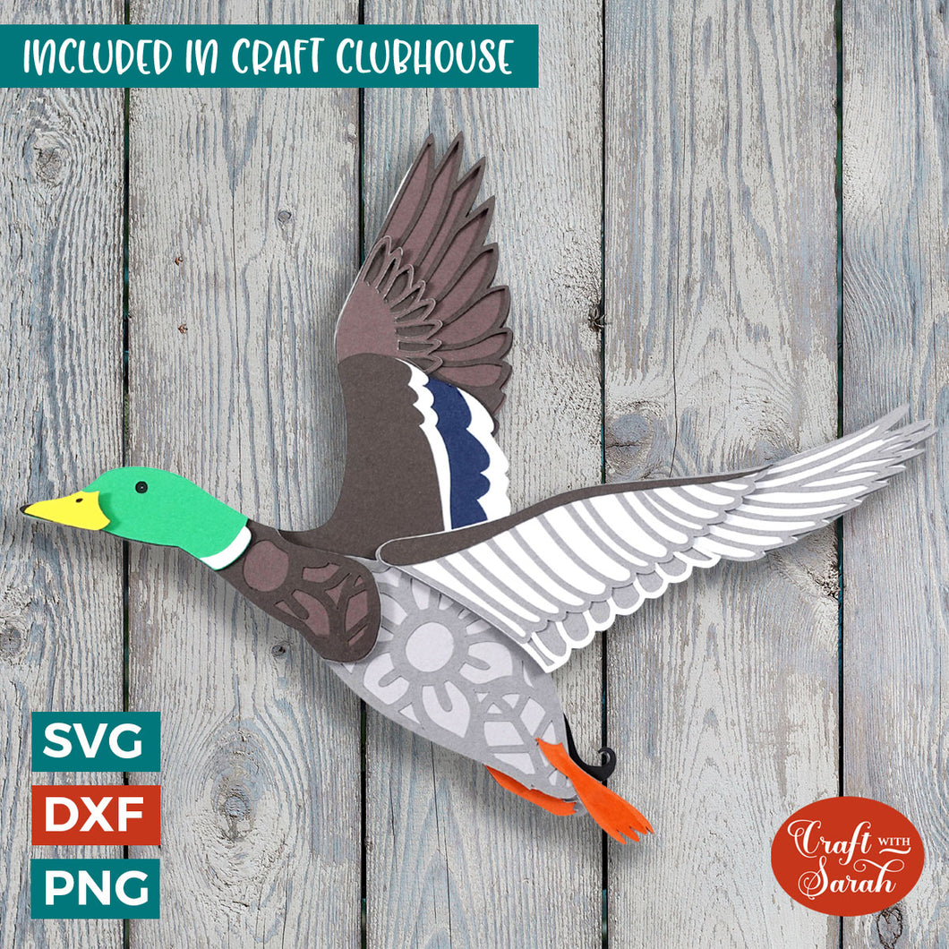 Duck SVG | Layered Flying Duck Cutting File