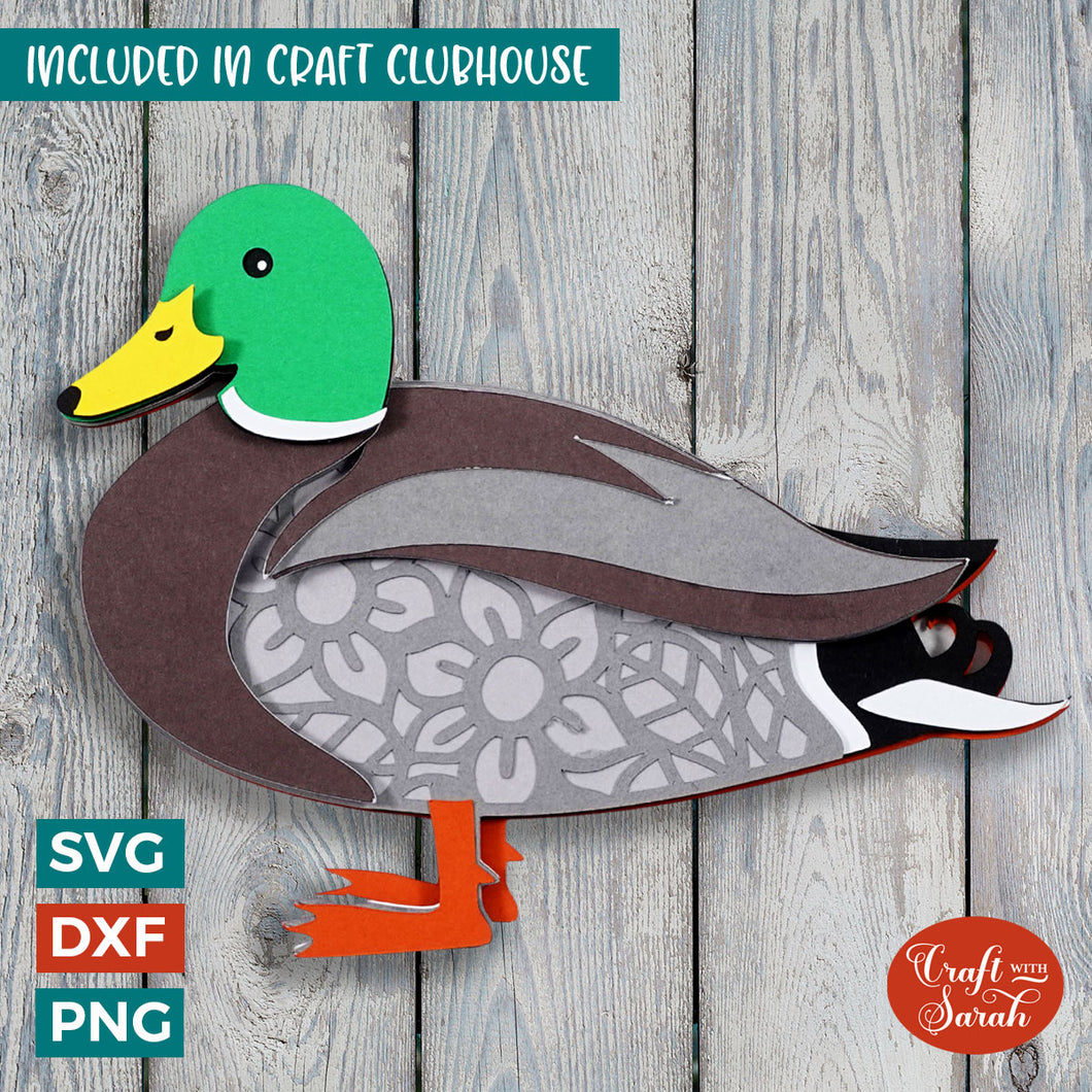 Duck Male SVG | Layered Mallard Duck Cutting File