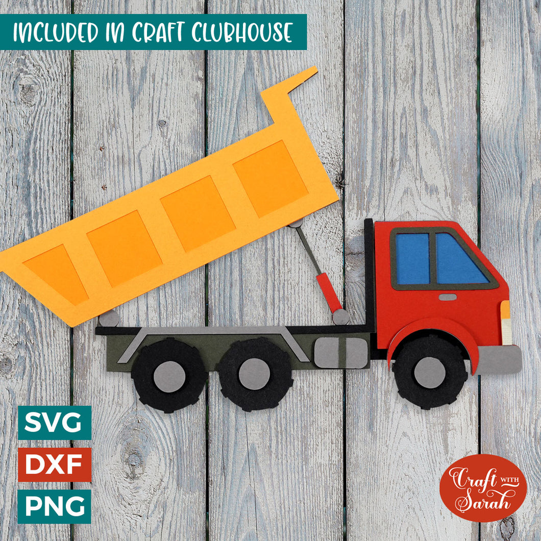 Tipping Dump Truck SVG | Layered Construction Vehicle Cut Files