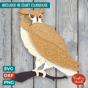 Eagle Owl SVG | 3D Layered Eagle Owl Cutting File