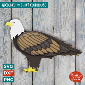 Eagle SVG | Layered Bird of Prey Perched Eagle Cutting File