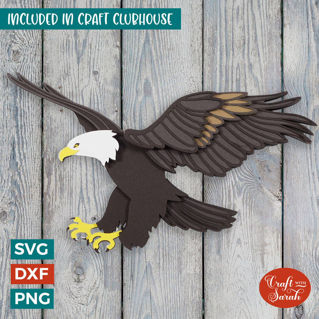 Eagle SVG | Layered Bird of Prey Swooping Eagle Cutting File