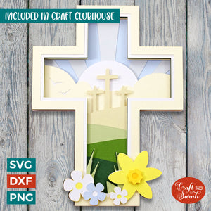 Easter Cross Scene SVG | Layered Religious Cross Cutting File