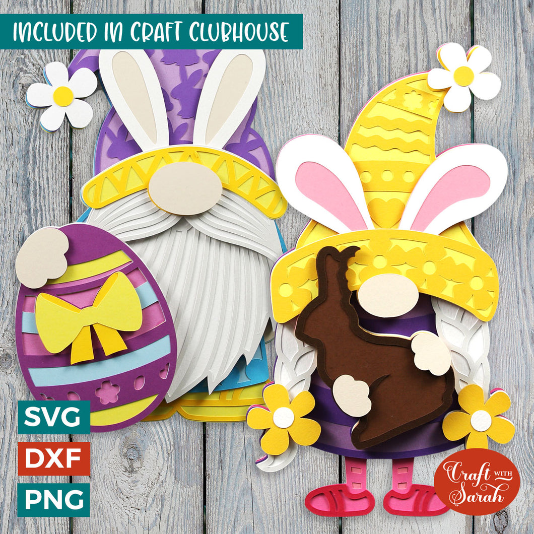 3D Easter Gnome SVGs | Adorable Easter Bunny Gnomes with Egg