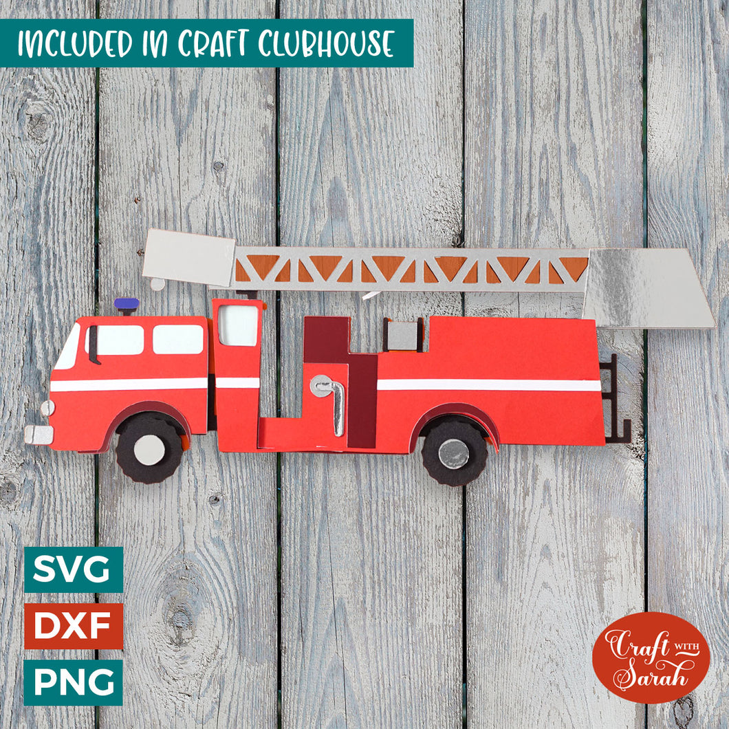 Fire Engine SVG | 3D Layered Firefighting Transport Cutting File