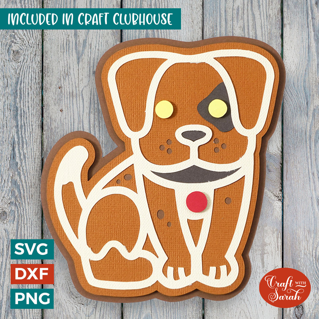Gingerbread Dog SVG | 3D Layered Christmas Dog Cutting File