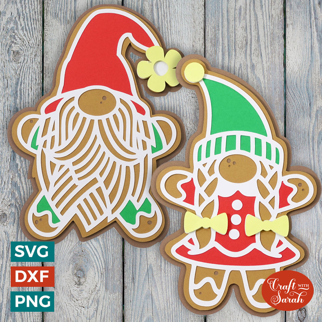 Gingerbread Gnome SVG Pair | 3D festive Gonk Cutting Files