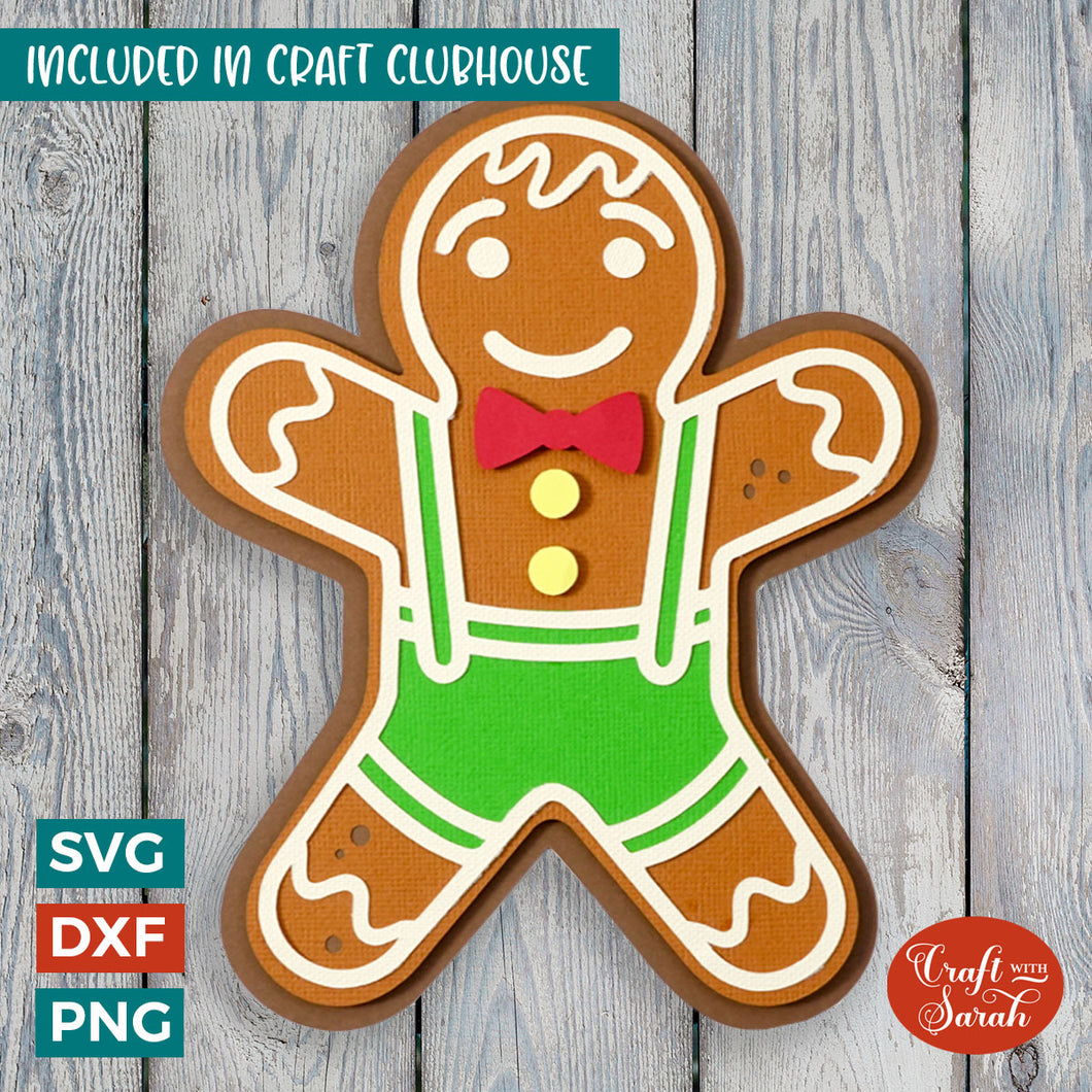 Gingerbread Man SVG | 3D Layered Festive Gingerbread Cutting File