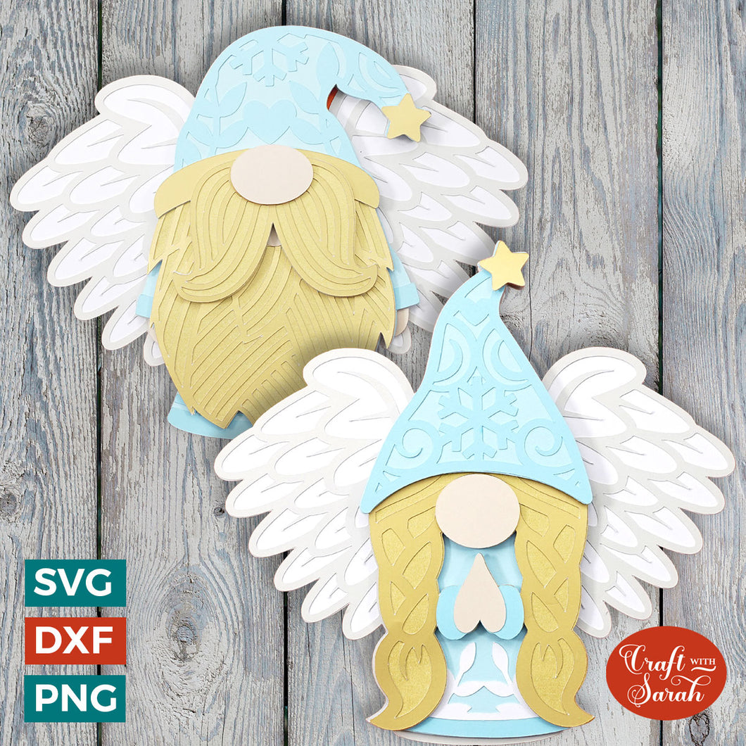Angel Gnome SVGs  | Christmas Male & Female Gonk Cutting Files