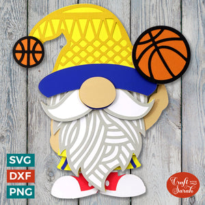 Basketball Gnome SVG | Layered Male Basketball Player Gonk Cut Files