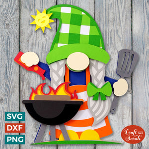 BBQ Gnome SVG | Layered Female Cooking Gonk Cut Files