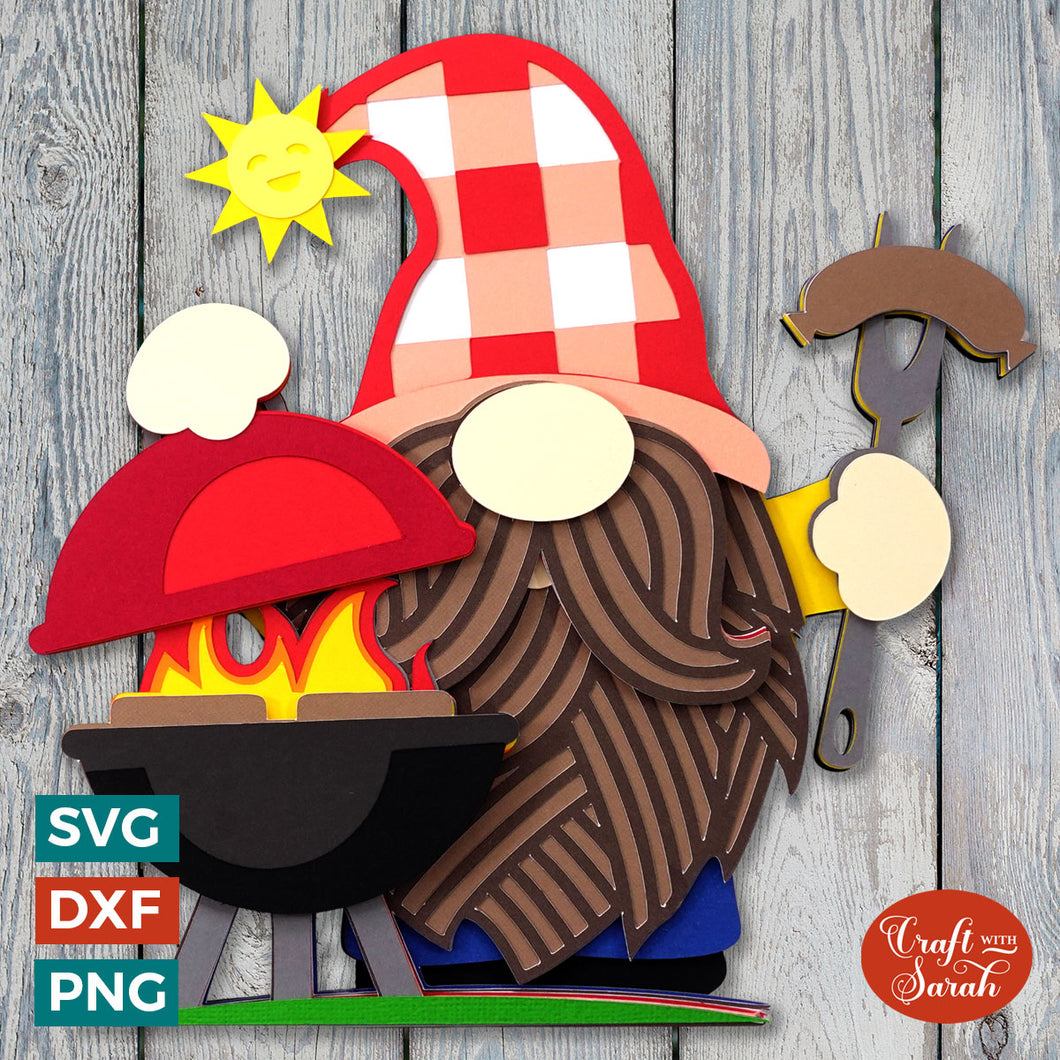 BBQ Gnome SVG | Layered Male Cooking Gonk Cut Files