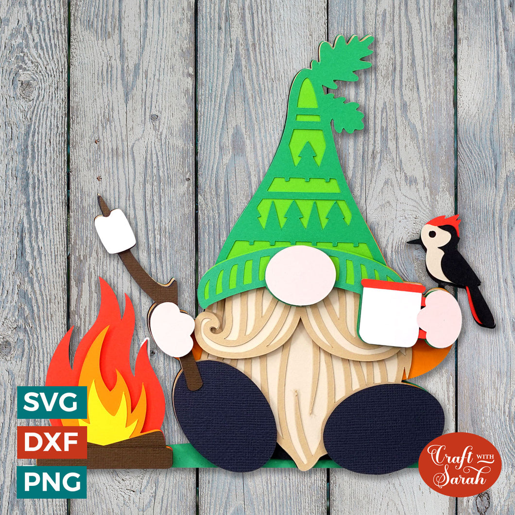 Camping Gnome SVG | Layered Male Outdoor Gonk Cut Files