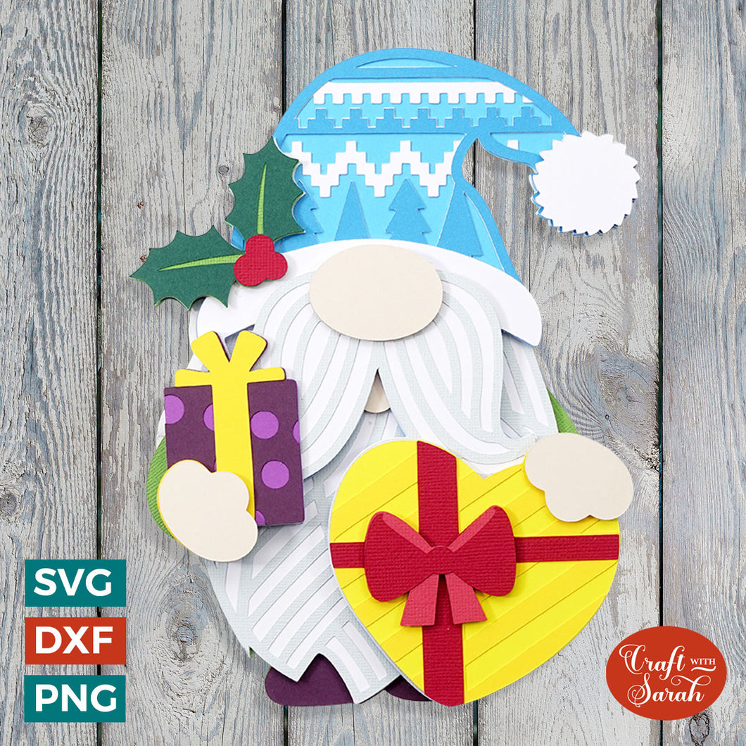 Christmas Present Gnome SVG | Festive Male Gift Gonk Cut Files