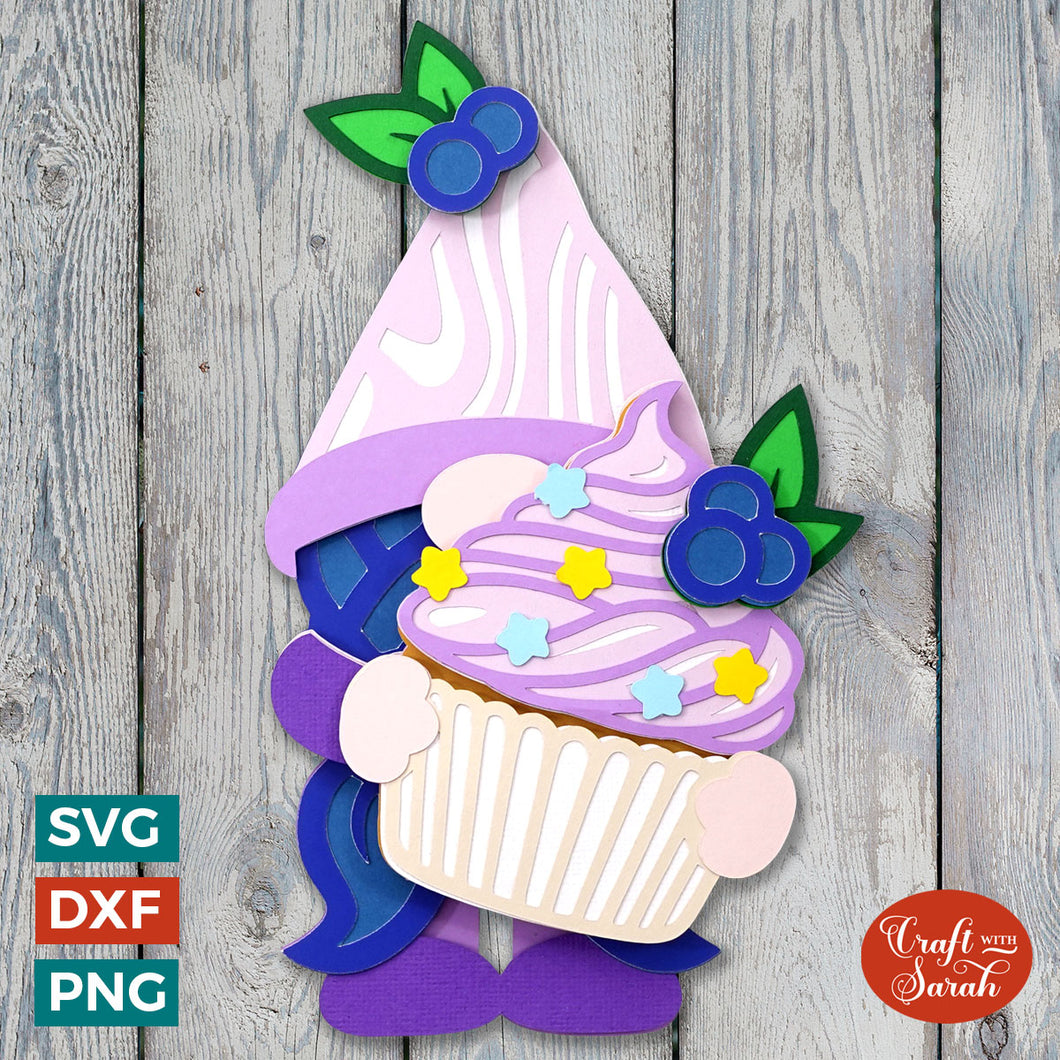 Cupcake Gnome SVG | Layered Female Cake Gonk Cut Files