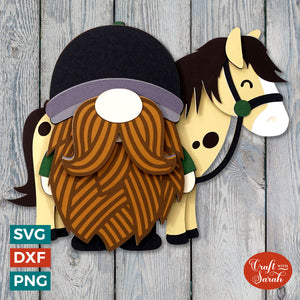 Equestrian Gnome SVG | Layered Male Horse Gonk Cut Files