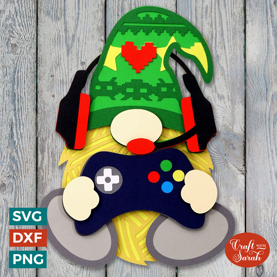 Gamer Gnome SVG | Layered Male Gaming Gonk Cut Files