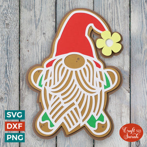 Gingerbread Gnome SVG | 3D Male Christmas Gonk Cutting File