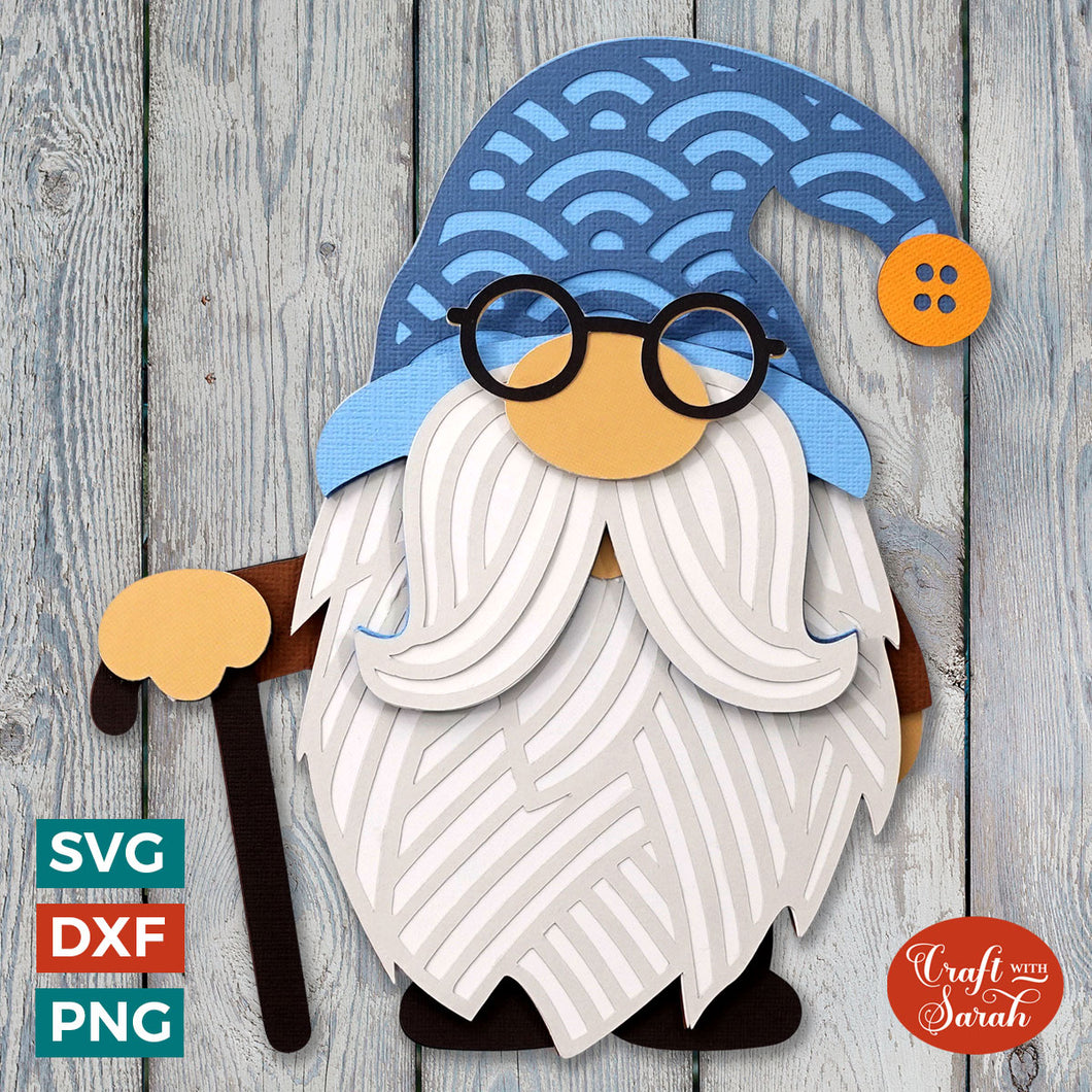 Grandpa Gnome SVG | Layered Male Elderly Gonk Cut Files