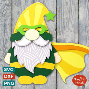 Hero Gnome SVG | Layered Male Hero Gonk Cut Files