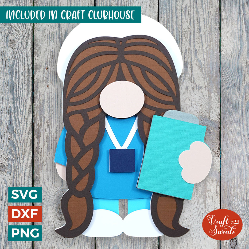 Nurse Gnome SVG | Layered Female Medical Nurse Gnome Cut File