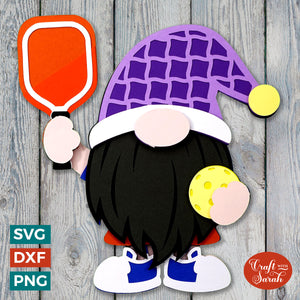 Pickleball Gnome SVG | Layered Pickleball Male Gonk Cut Files