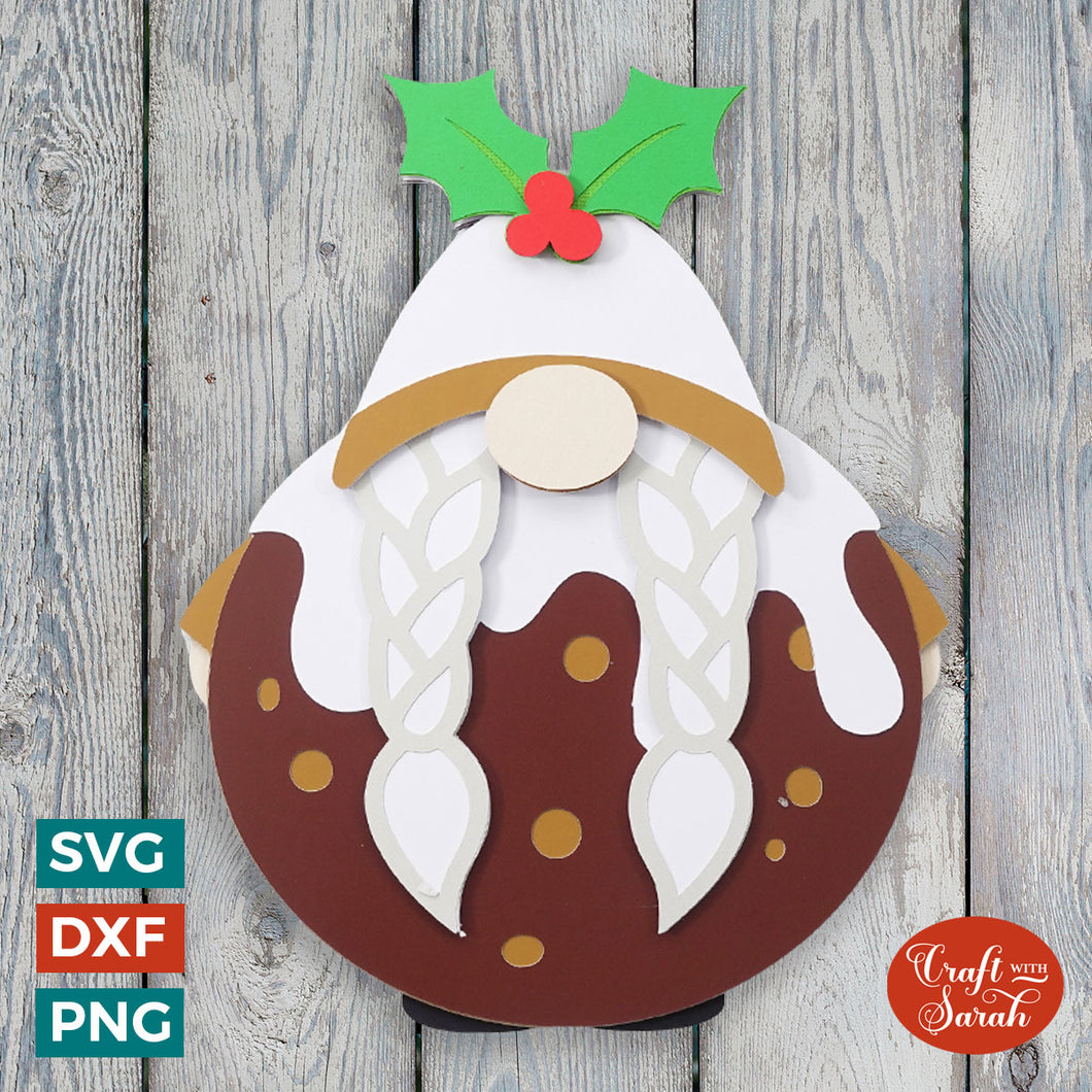 Christmas Pudding Gnome SVG | Festive Female Gonk Cut Files
