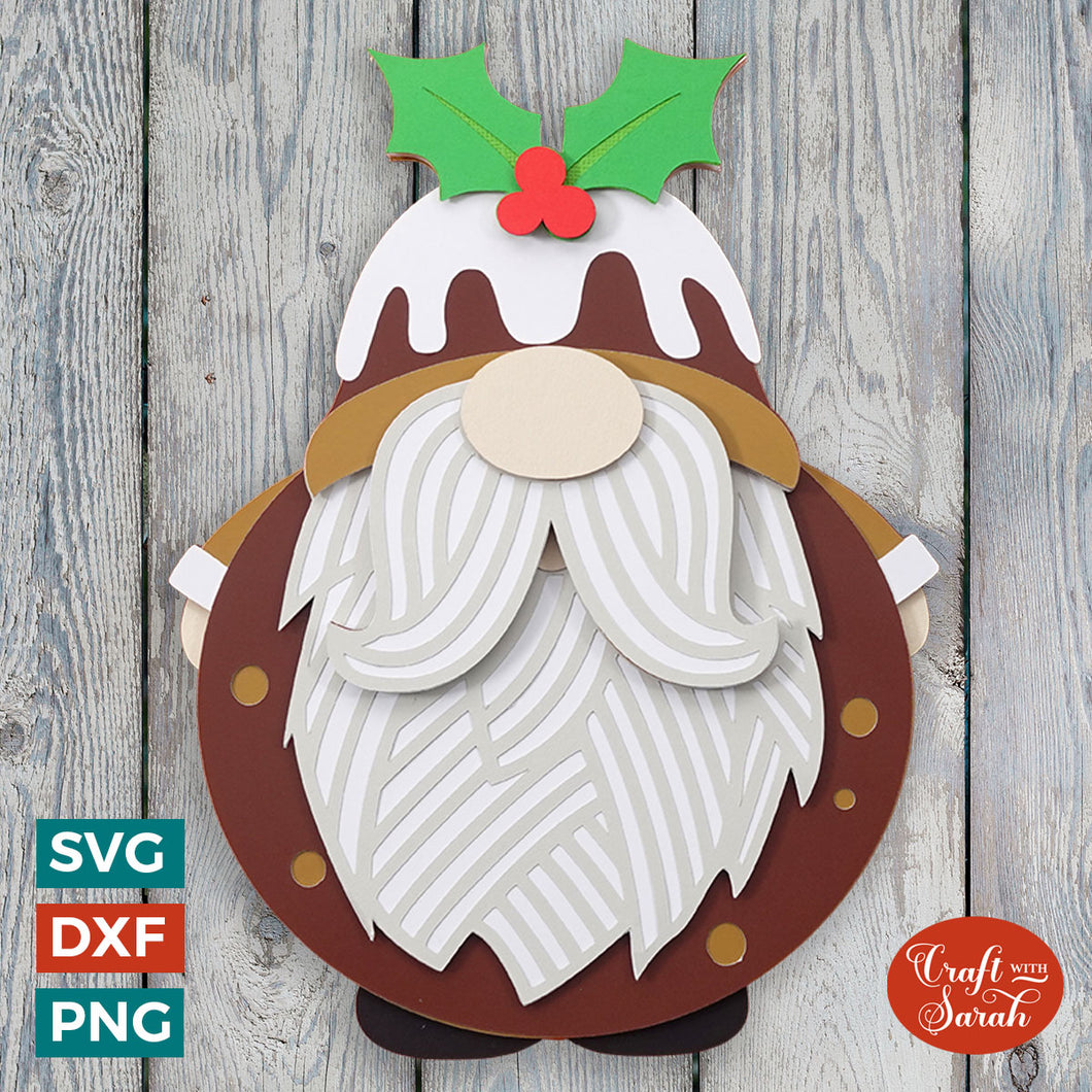 Christmas Pudding Gnome SVG | Festive Male Gonk Cut Files