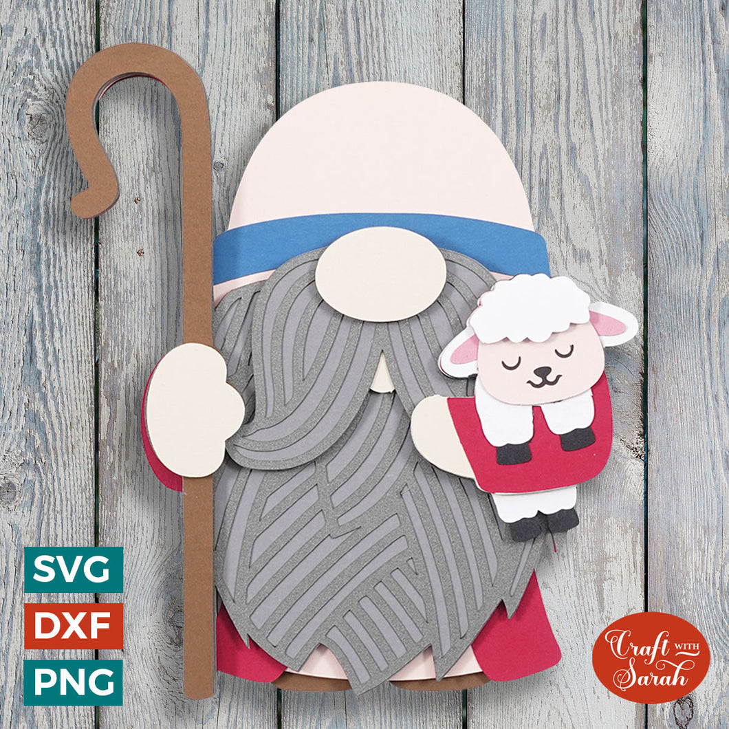 Shepherd Nativity Gnome SVG | Christmas Shepherd Gonk Cut Files