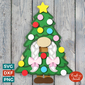 Christmas Tree Gnome SVG | Festive Female Gonk Cut Files