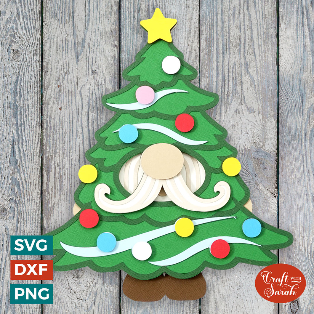 Christmas Tree Gnome SVG | 3D Festive Male Gonk Cutting File