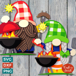 BBQ Gnome SVGs | Layered Male & Female Cooking Gonk Cut Files