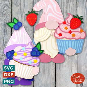 Cupcake Gnome SVGs | Layered Male & Female Baking Gonk Cut Files