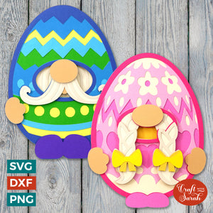 Pair of Easter Egg Gnome SVGs | Layered Easter Gonk Cut Files
