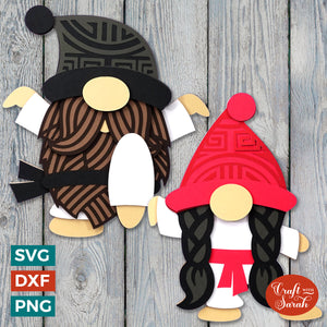 Martial Arts Gnome SVGs | Layered Male & Female Tae Kwon Do Gonk Cut Files