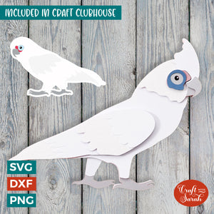 Goffin's Cockatoo SVG | 3D Layered Exotic Bird Cutting File