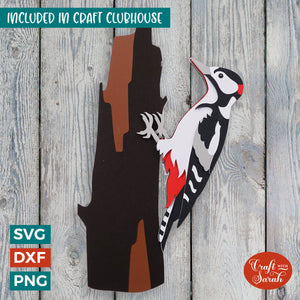 Great Spotted Woodpecker SVG | 3D Layered Bird Cutting File