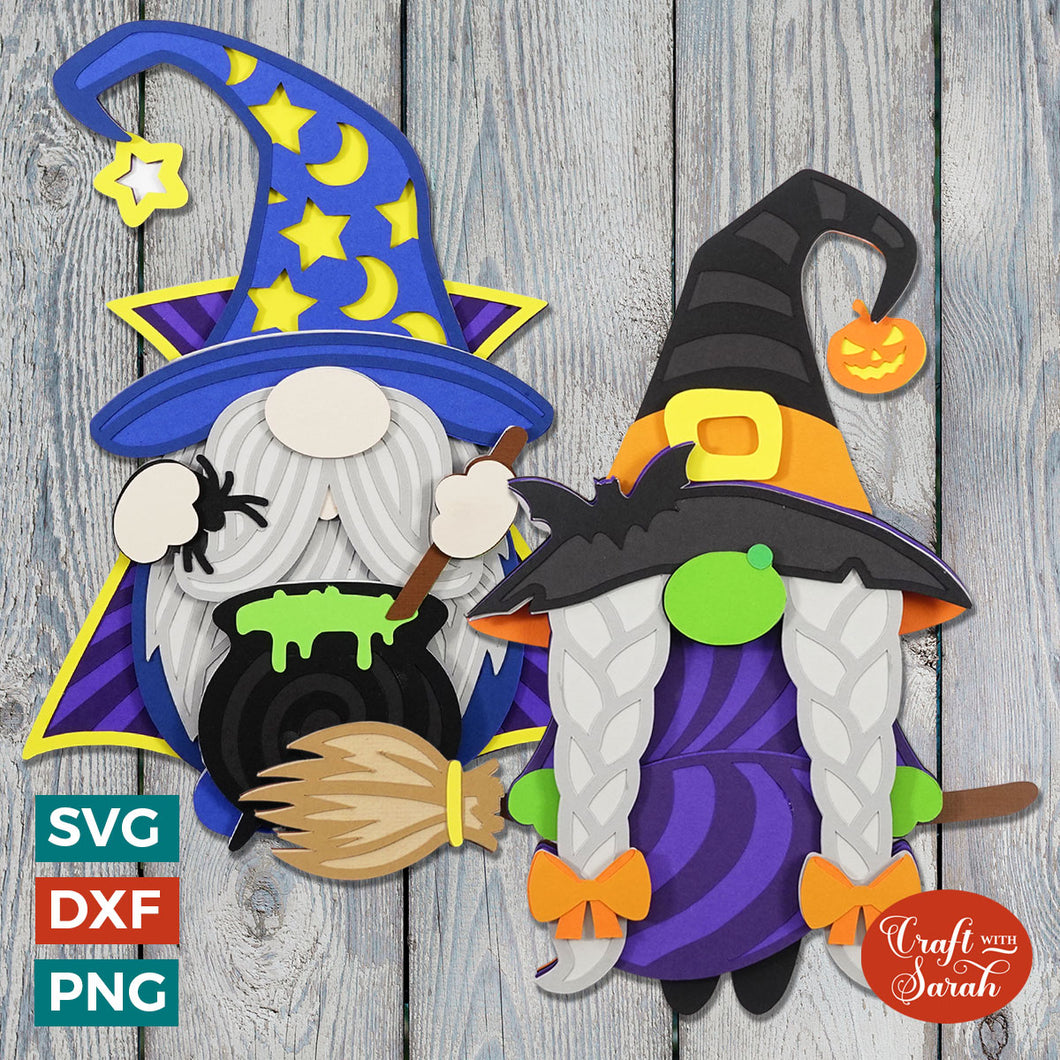 Halloween Gnome SVGs | Witch and Wizard Spooky Gnome Cut File