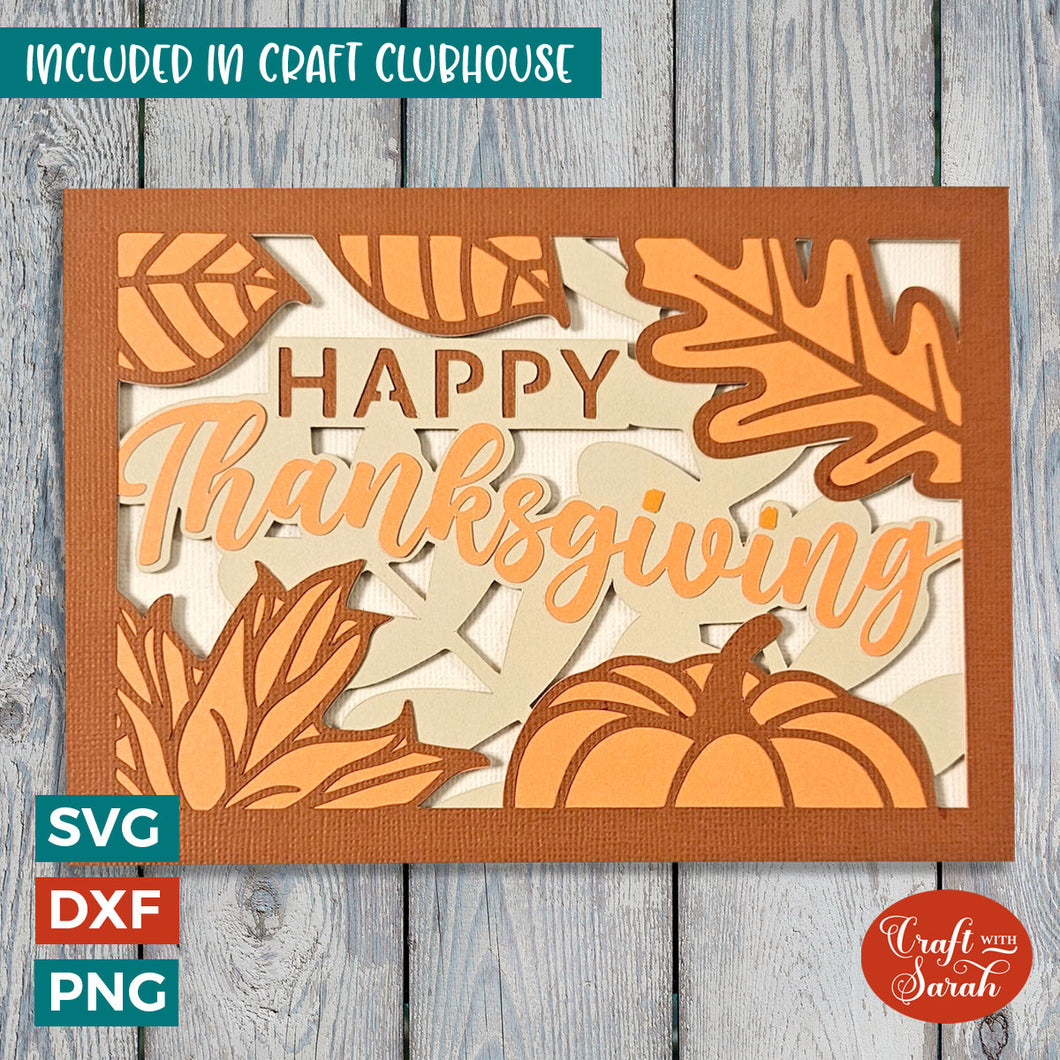 Happy Thanksgiving Card SVG | Layered Thanksgiving Leaves Greetings Card