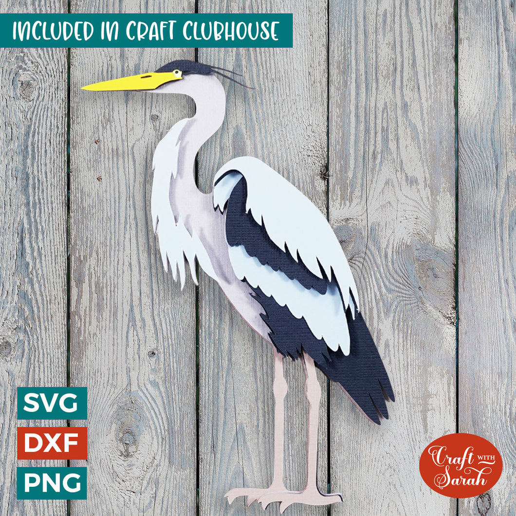 Heron SVG | Layered Standing Heron Bird Cutting File