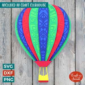 Hot Air Balloon SVG | 3D Layered Hot Air Balloon Cutting File