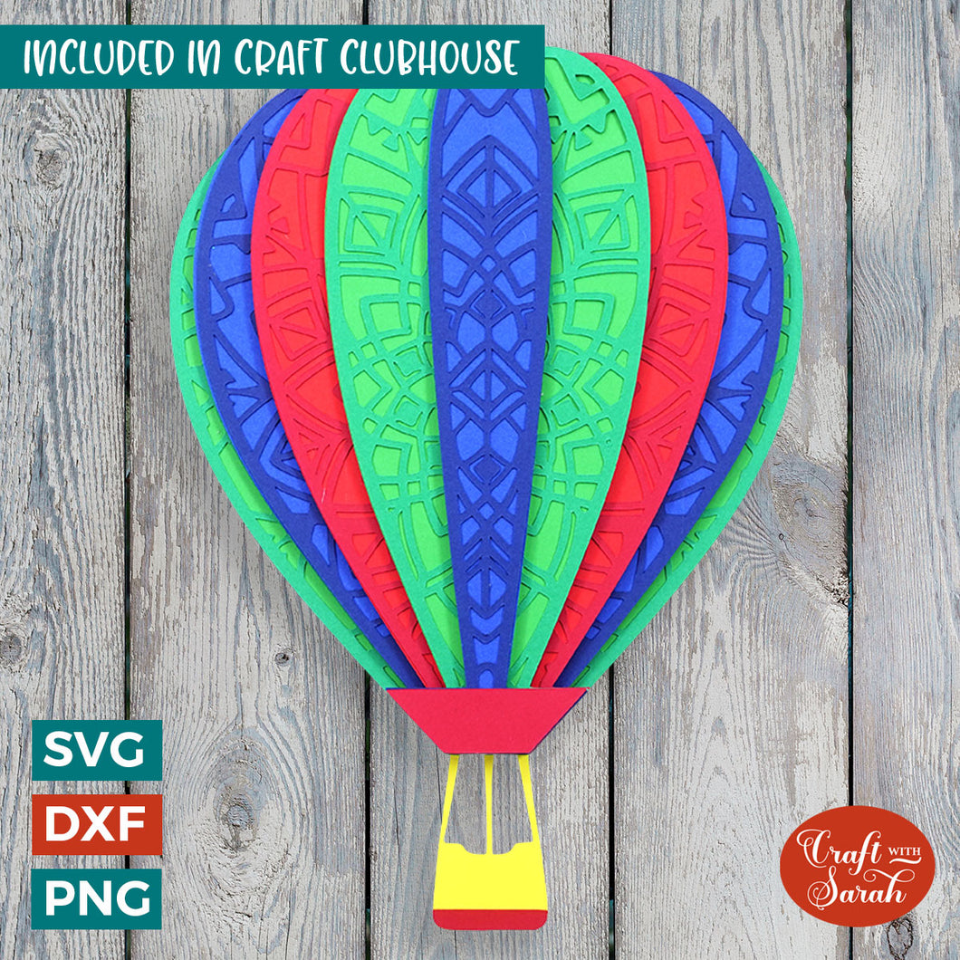 Hot Air Balloon SVG | 3D Layered Hot Air Balloon Cutting File