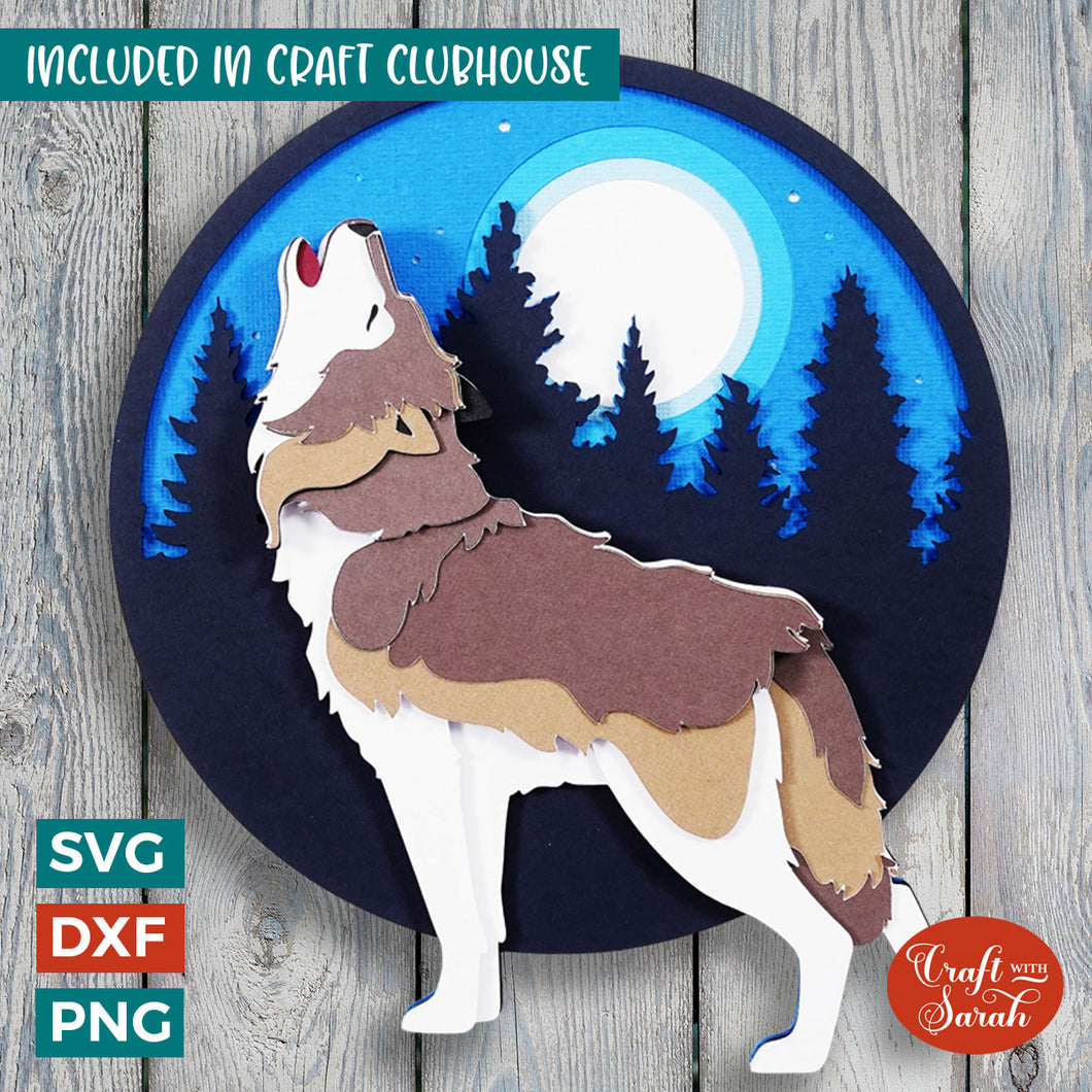 Wolf SVG | Layered Howling Wolf Cutting File